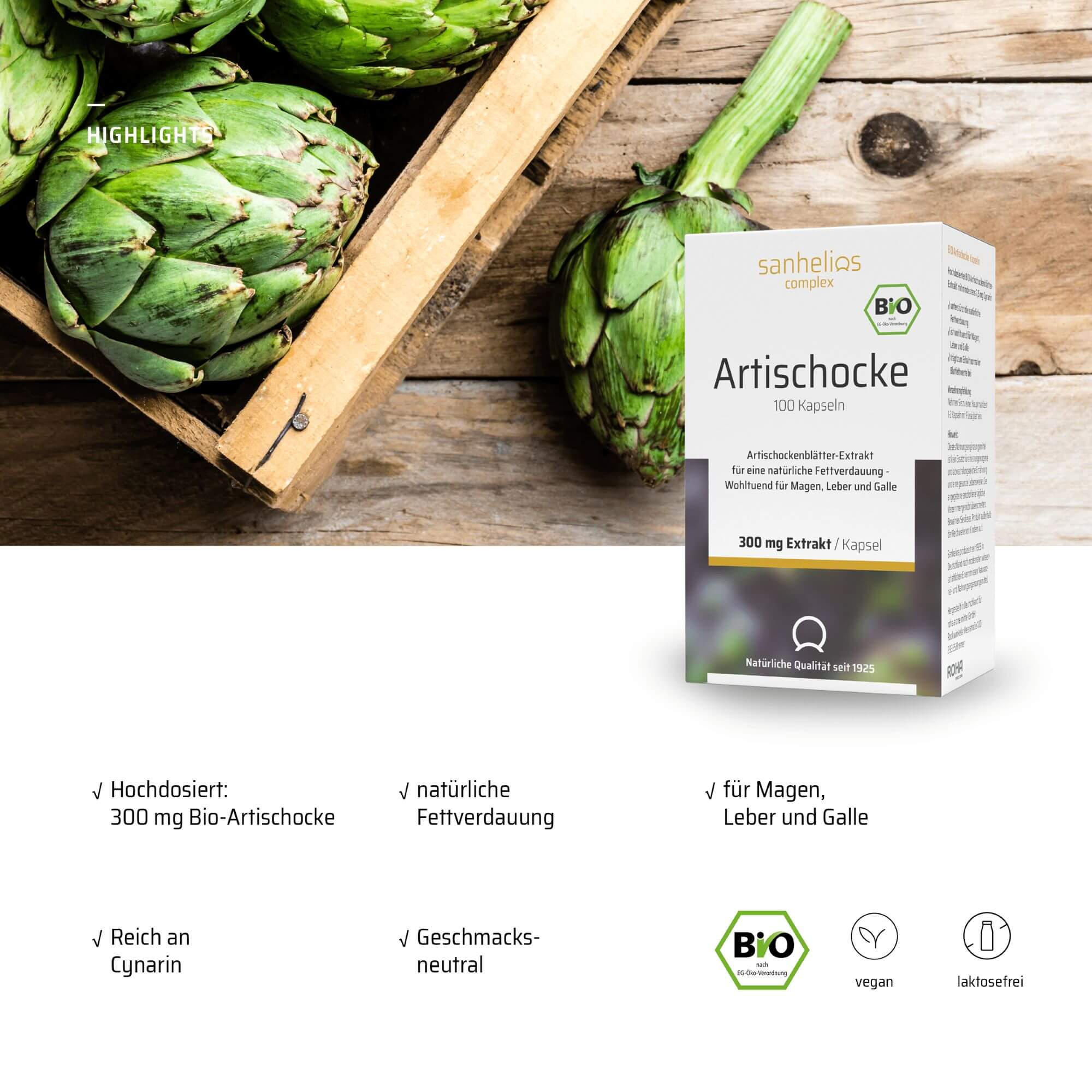 Sanhelios Bio Artischocke Kapseln, 100 St.