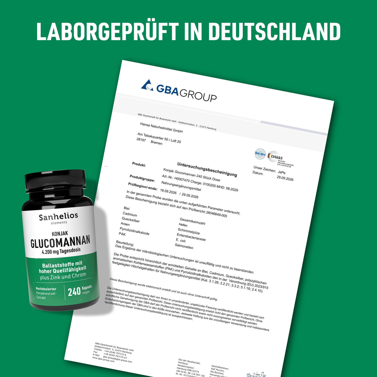 Sanhelios Konjak Glucomannan, 240 Kapseln