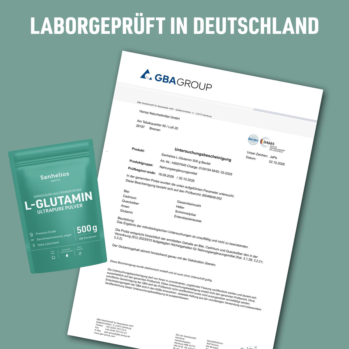 Sanhelios L-Glutamin Pulver