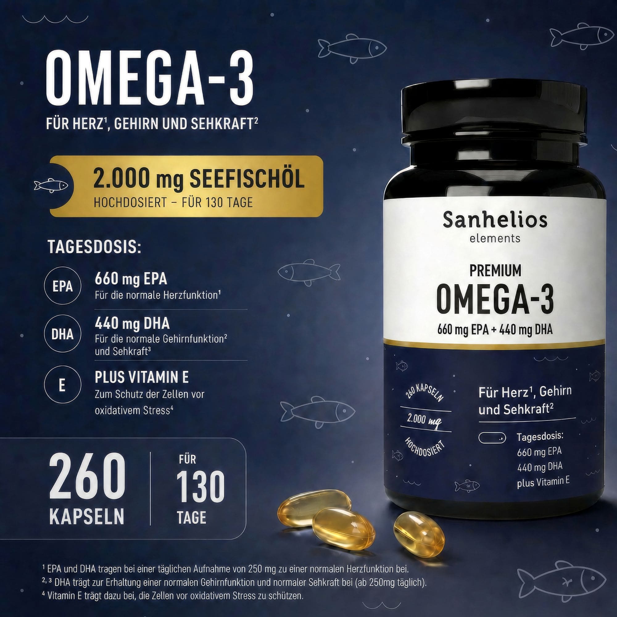 Sanhelios Premium Omega-3 Seefischöl Kapseln