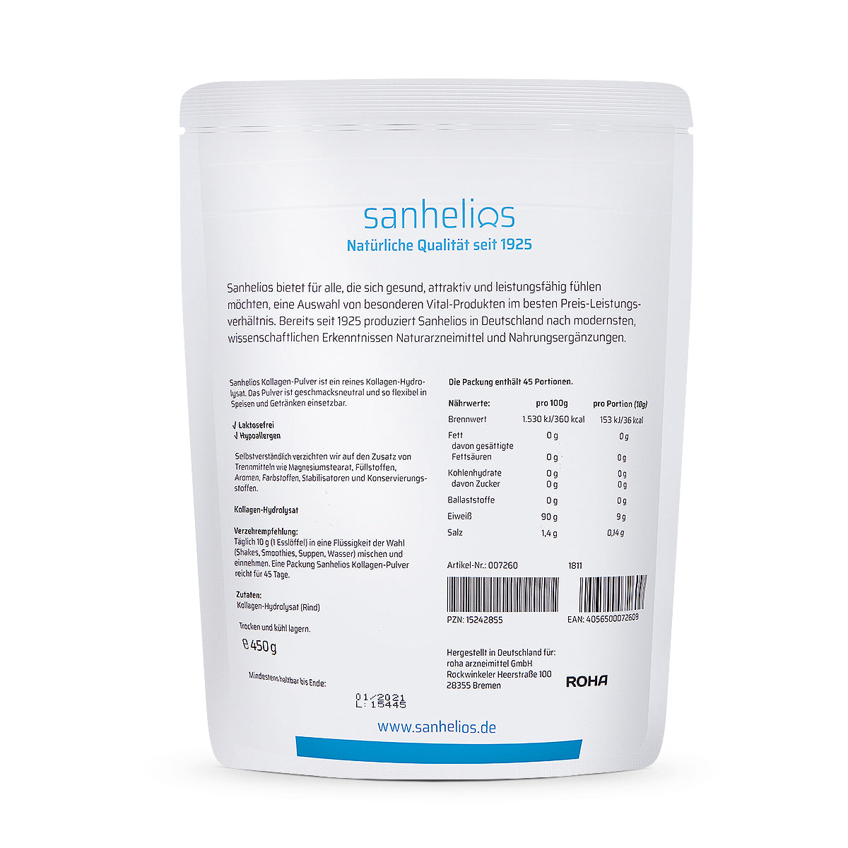 Sanhelios® Kollagen-Pulver 450g - Sanhelios-Shop
