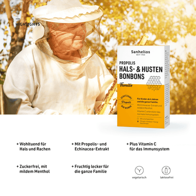 Sanhelios Propolis Hals- und Hustenbonbons Familie, 48 St.