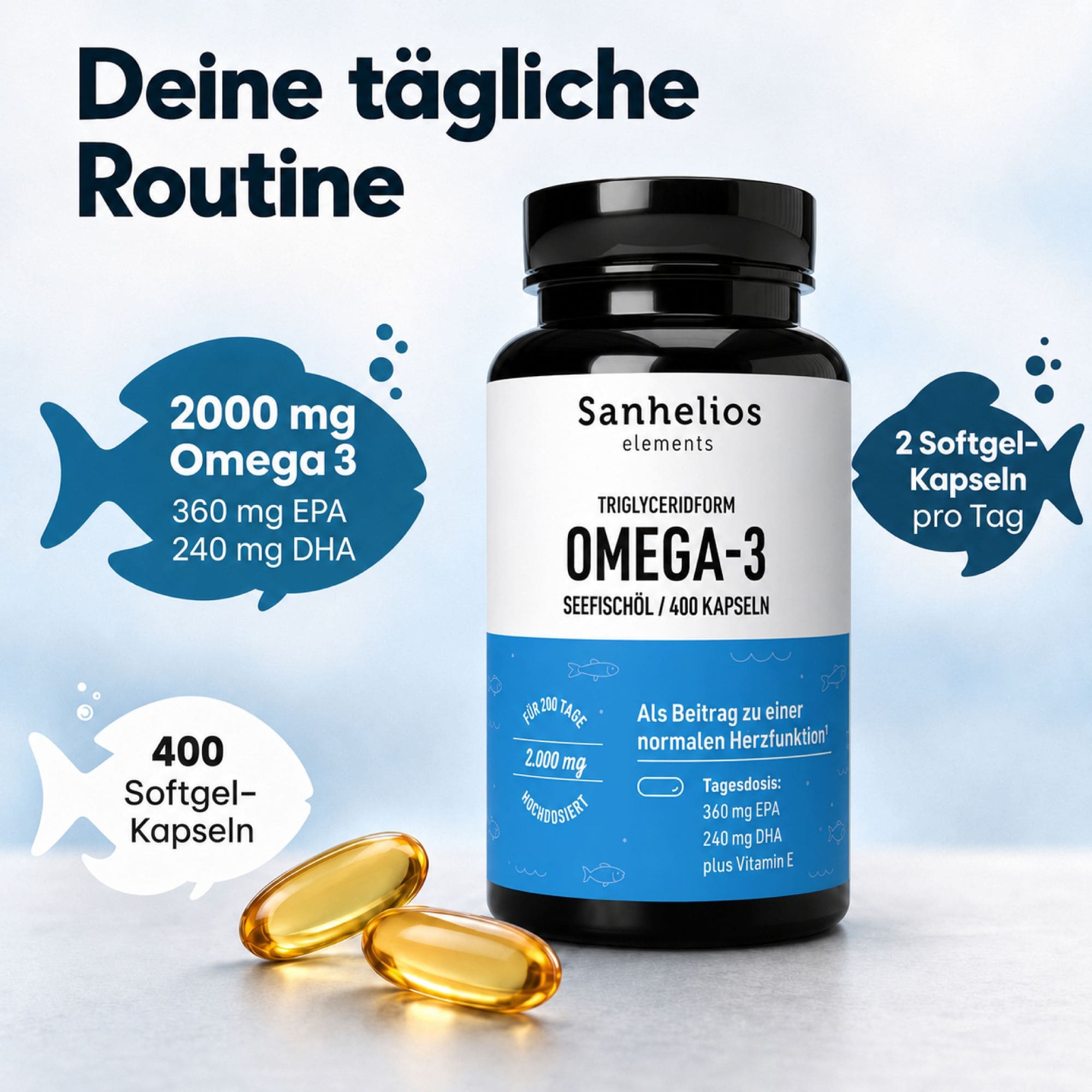 Sanhelios Omega-3 Seefischöl - 400 Kapseln