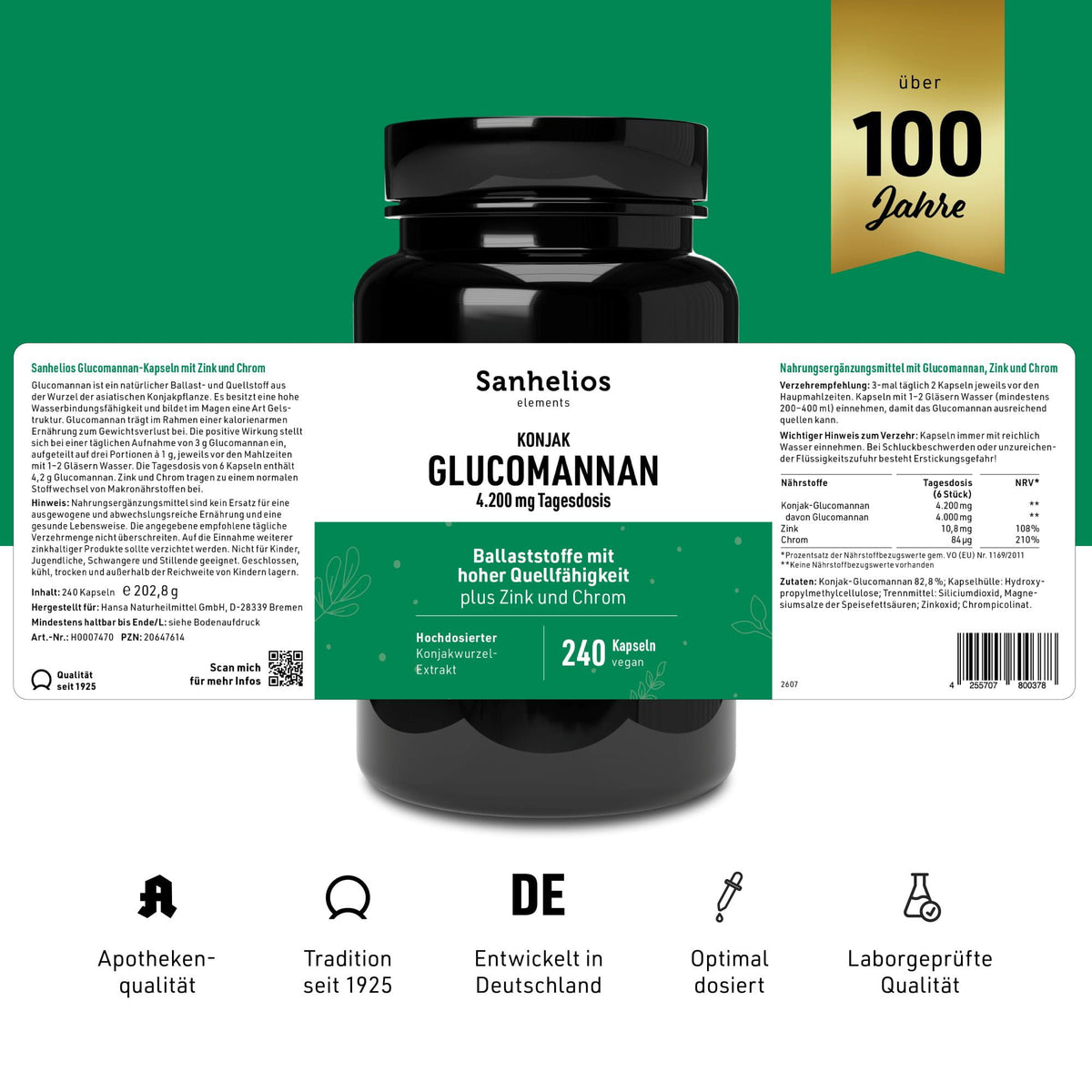 Sanhelios Konjak Glucomannan, 240 Kapseln