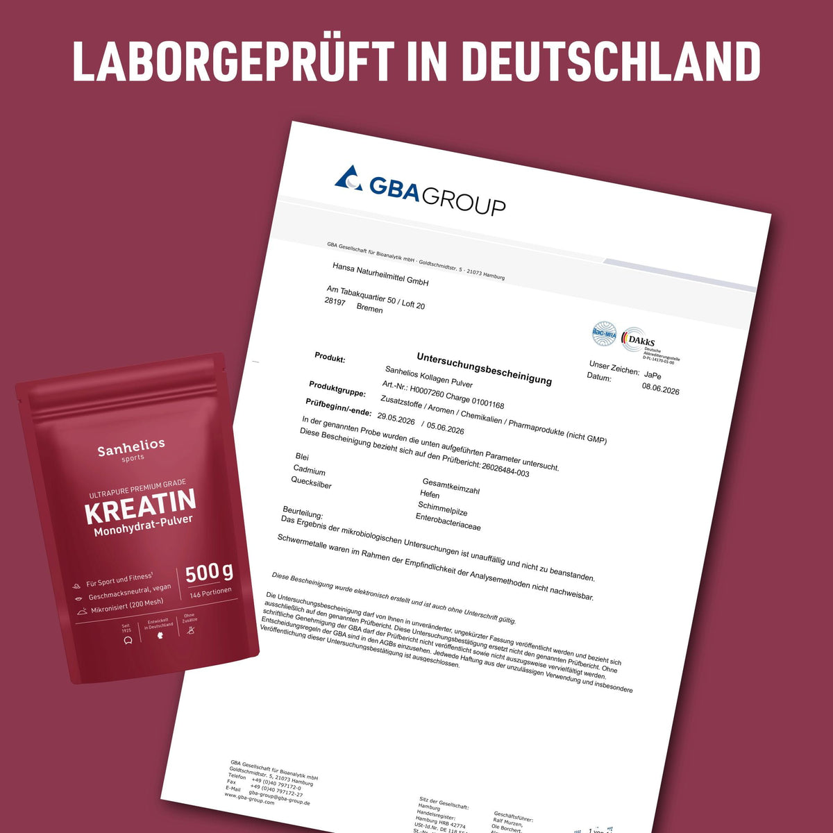 Sanhelios Kreatin Monohydrat-Pulver