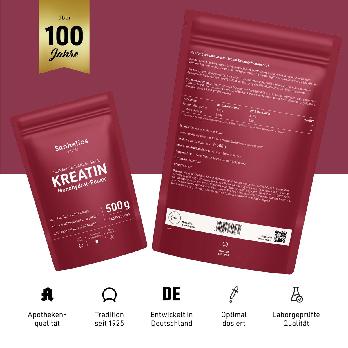 Sanhelios Kreatin Monohydrat-Pulver