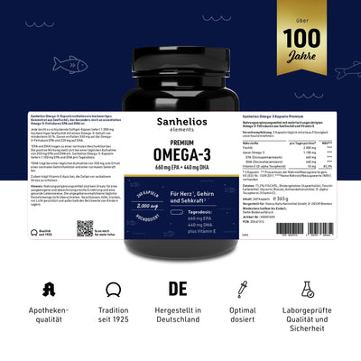 Sanhelios Premium Omega-3 Seefischöl Kapseln