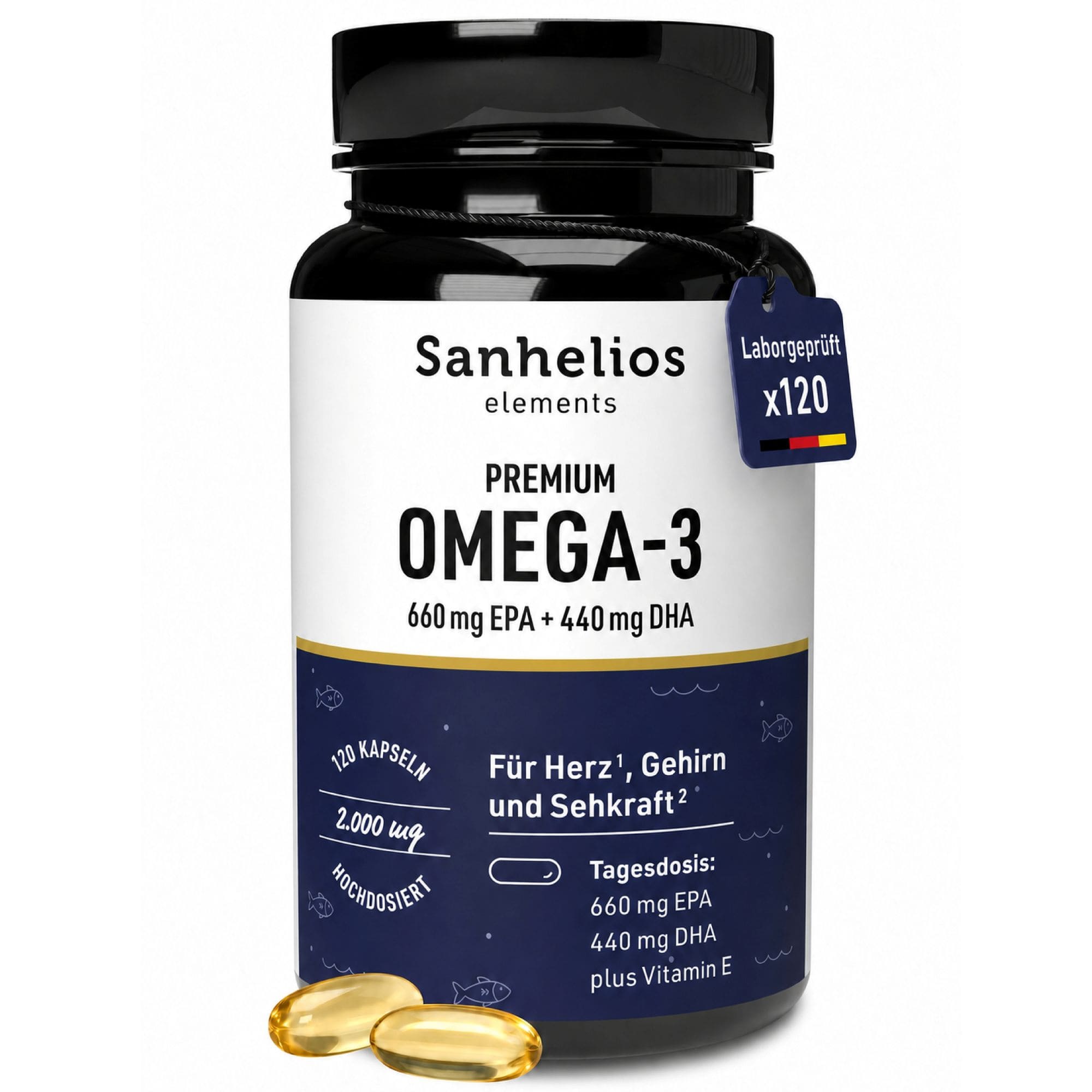 Sanhelios Premium Omega-3 Seefischöl Kapseln