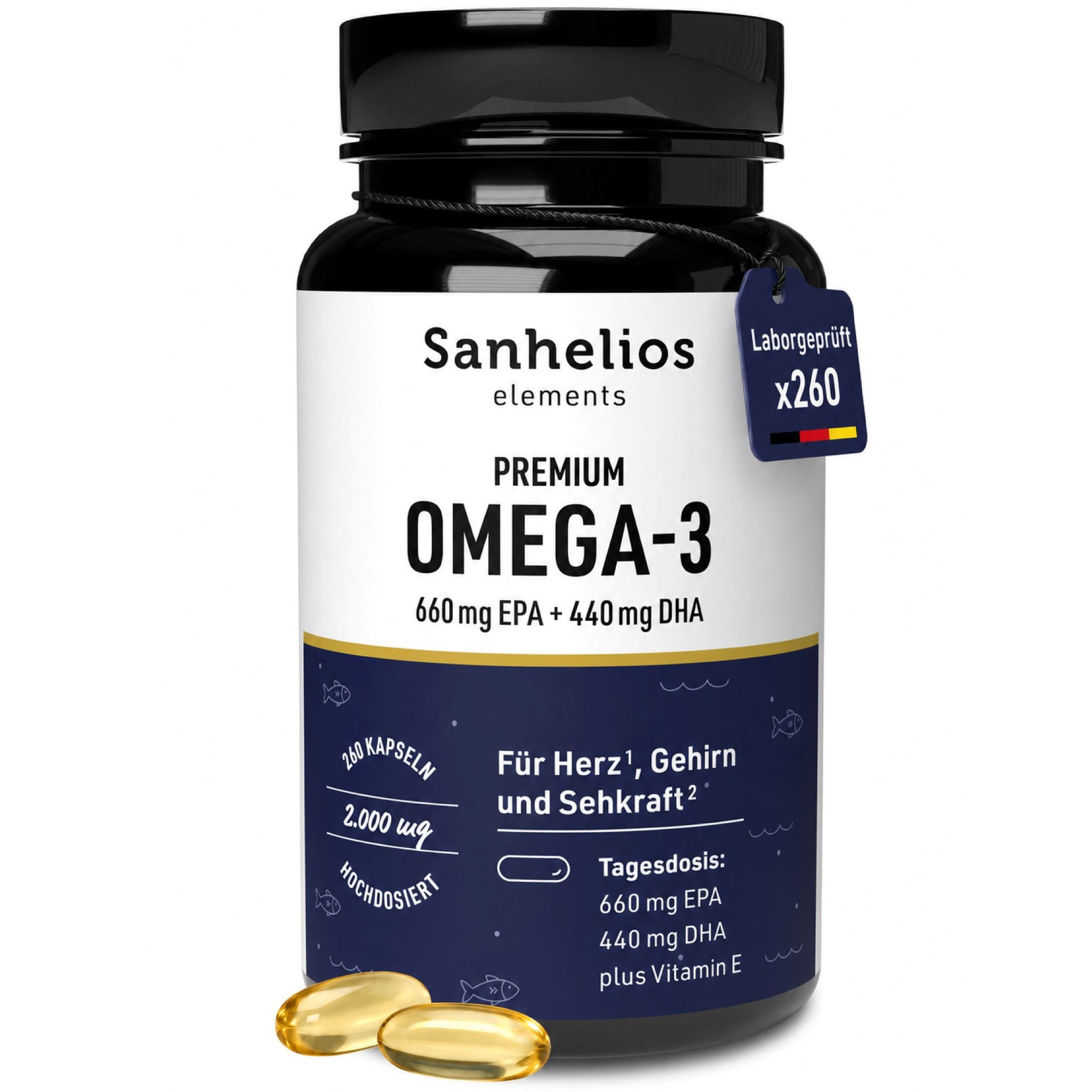 Sanhelios Premium Omega-3 Seefischöl Kapseln
