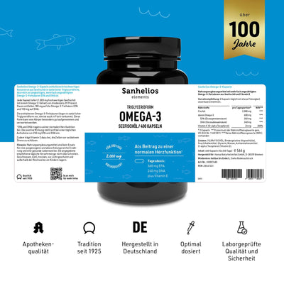 Sanhelios Omega-3 Seefischöl - 400 Kapseln