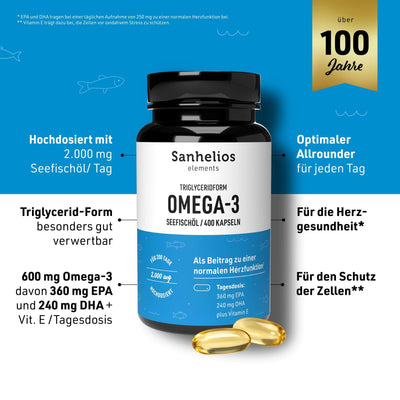 Sanhelios Omega-3 Seefischöl - 400 Kapseln