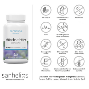 Sanhelios Mönchspfeffer 10 mg, 300 vegane Mikro-Tabletten - Sanhelios-Shop